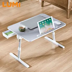 Mobile Portable Multi-functional Adjustable Computer Stand Foldable Table Laptop Lap Desk with Drawer for Home Bed Couch Sofa