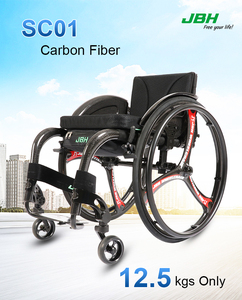 SC01 Comoda Sedia a Rotelle Sportiva per Tutti i Terreni, Strumento da Viaggio Estivo, Realizzata a Mano in Fibra di Carbonio Nera, Certificazione CE, 24 Pollici JBH - Product Image 3