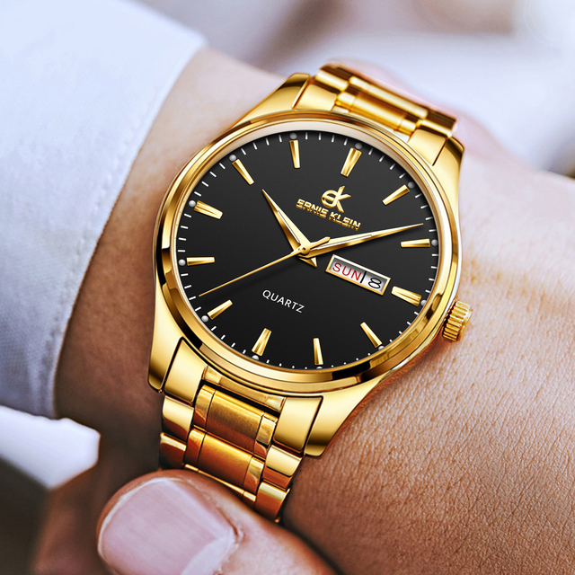 Top Brand Luxury Gold Watches Private Label Men Watches Stainless Steel Waterproof Watch for Men