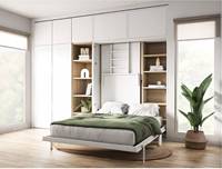 Canapé en bois moderne de luxe, lit king size double queen king, drap-housse pliable, design de lit mural