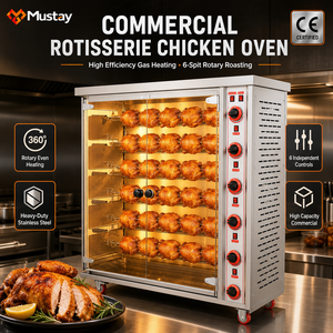 Forno Commerciale a Gas per Polli <span class=keywords><strong>allo</strong></span> <span class=keywords><strong>Spiedo</strong></span>, 6 Aste, 30 Polli, <span class=keywords><strong>Girarrosto</strong></span> Verticale per Pollame con Mobiletto, Attrezzatura per Ristoranti - Product Image 1