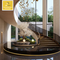 Escalier hélicoïdal moderne intérieur sur mesure en métal et bois CBMmart avec rampe en verre et design durable
