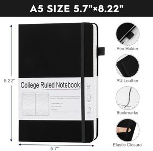 (Free Index Tabs Stickers) A5 Medium College Ruled Vegan Leather Hardcover <b>Journal</b> 192 Page Lined Notebooks for Promotional Use - Product Image 2