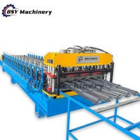 Máquina perfiladora de paneles metálicos para techos de tejas esmaltadas con desbobinador hidráulico controlado por PLC BSY, motor, bomba, rodamientos y engranajes