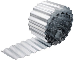 15cm Roll-Up Type Wave Silver Color Galvanised <b>Metal</b> Corrugated Garden Lawn <b>Edging</b> for Lawns <b>Borders</b> - Product Image 1