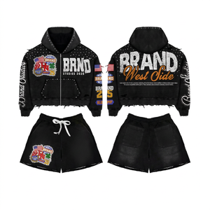 Conjunto de Chaqueta con Capucha Personalizable, Transpirable, Estilo Urbano para Hombre, Tejido Grueso de 400G, Fibra de Terileno/Poliéster, Modelo Crystal - Product Image 1
