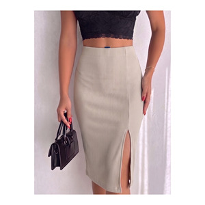 Women's Ottoman Fabric Elastic Waist <b>Skirt</b> 65 Cm Length Seasonal Wear - Product Image 4