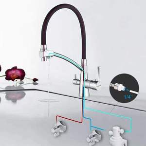 Rubinetto per miscelatore da cucina con beccuccio caldo e freddo per il <span class=keywords><strong>bagno</strong></span> con doppia maniglia - Product Image 6
