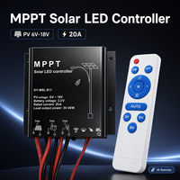 Contrôleur de lampadaire solaire 3,2 V 20 A pour système d'éclairage extérieur avec batterie LiFePO4
