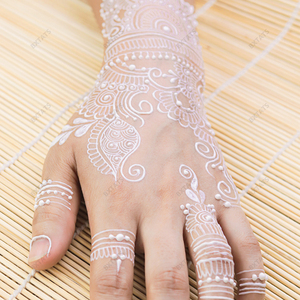 Tatouage temporaire blanc personnalisé Bxtats pour mariage, tatouage au henné blanc, <span class=keywords><strong>dentelle</strong></span> blanche, tatouage complet de la main, mehndi, <span class=keywords><strong>mandala</strong></span>, design indien, autocollant de tatouage - Product Image 5