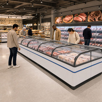 Congelador Compacto de 480L para Exhibición de Alimentos Congelados, con Tapa de Vidrio Curva Deslizante, Termostato Digital, Ahorro de Energía R290, para Heladería