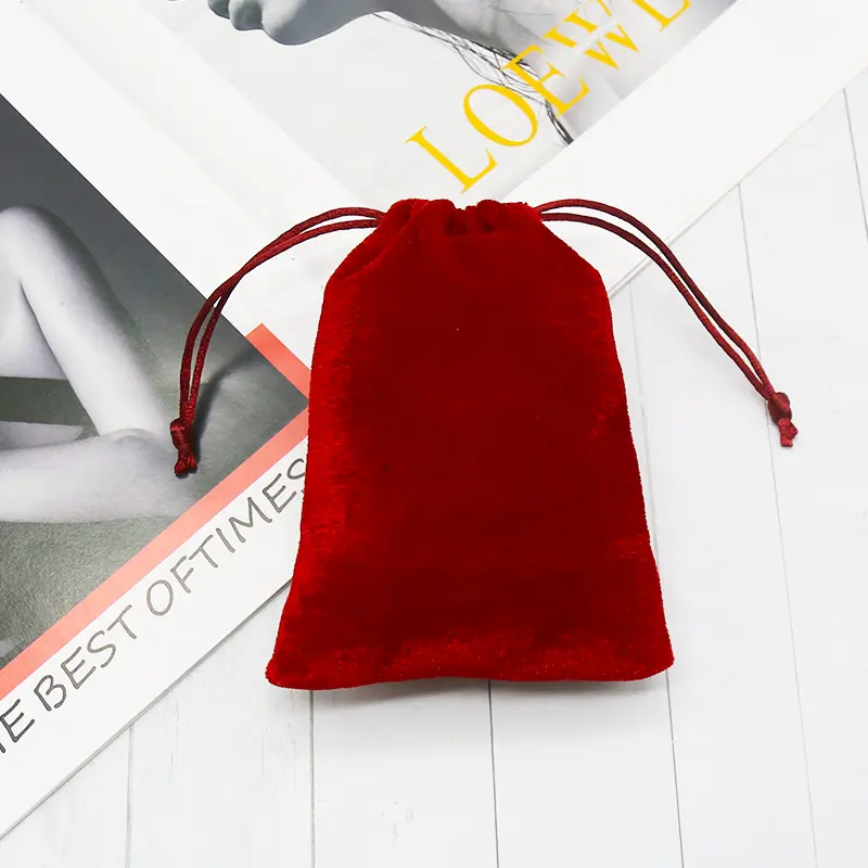 Chất Lượng Cao Đồ Trang Sức Red Velvet Pouch Tùy Chỉnh Tốt Nhất Đồ Trang Sức Màu Nhung Túi Dây Rút Túi Quà Tặng