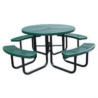 Meubles d'extérieur modernes et durables, table ronde en acier pour le camping, la pique-nique, la restauration, le parc, ensemble de table et de chaises en métal pour restaurant