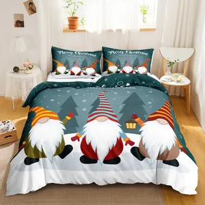 3D Kerst Beddengoed Set Kerstman Dwerg Quilt Kinderen Jongens Meisjes Romantische 3 Stuk Dekbed Koningin