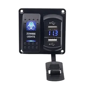USB Charger Light Switch Panel With Digital Voltmeter for Boat Truck Rv