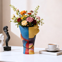 Abstrakte Kunst Farbenfrohe Gesichtsvase im Picasso-Stil Harz-Blumenvase für Wohnzimmer-Dekoration Tischdekoration