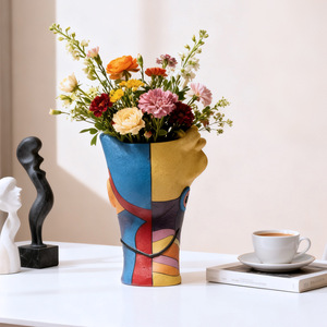 Vaso Artistico Astratto con Volto Colorato in Stile Picasso, Vaso in <span class=keywords><strong>Resina</strong></span> per Decorazione Casa, Ornamento da Tavolo per Soggiorno - Product Image 5