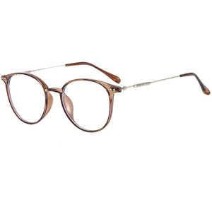 Pc9531 <b>Round</b> <b>Frame</b> Glasses Brown Full Rim Cr-39 Lenses Clear Anti Blue Light Unisex Optical Eyewear - Product Image 4