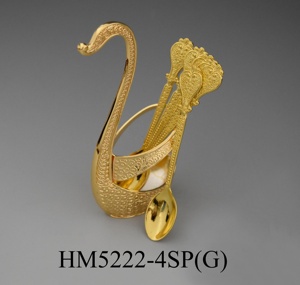 Set di 6 Cucchiaini e Forchette per Zucchero e Caffè a Forma di Cigno in Lega di Zinco Stile Arabo Saudita - Product Image 2