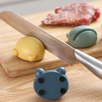 Accessoires de cuisine, pierre à aiguiser multifonction en céramique écologique, multi-grains, mini aiguiseur de couteaux mignon en forme de grenouille de dessin animé