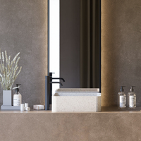 MOHOM Lavabo en béton durable et élégant, moderne, rectangulaire, couleur personnalisable, à poser sur comptoir, capacité 16L, résistant à l'eau pour