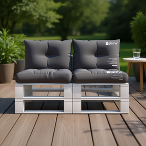 Juego de 2 Cojines para Paletas de Exterior Phina, Tela Antracita, Extraíbles, Lavables, para Uso en Todas las Estaciones - Product Image 2