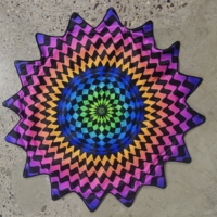 Mandala réactif aux UV DAPO, décoration murale psychédélique néon Jungle Flow Star pour fête rave