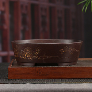 Maceta de Bonsái de Arcilla Púrpura Antigua de Alta Calidad con Acabado Glaseado y Orificio de Drenaje para Decoración de Plantas de Interior y de Piso - Product Image 4