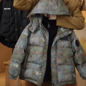 Veste d'hiver courte à capuche coupe-vent zippée camouflage pour adolescents, matelassée et <span class=keywords><strong>chaude</strong></span> en coton épais pour enfants plus âgés - Product Image 4