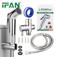 IFAN Ensemble de douchette de toilette musulmane portative en nickel pour salle de bain, pulvérisateur de bidet Shattaf