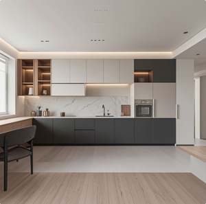 Mueble de Cocina de Madera Estilo Americano, con Acabado Lacado, sin Tiradores, Diseño Personalizado OEM - Product Image 4