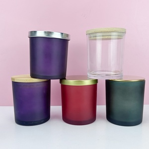 Frosted Black Purple Red Transparent and White Glass Candle Jar 8oz Candle Jar with Lids - Product Image 2