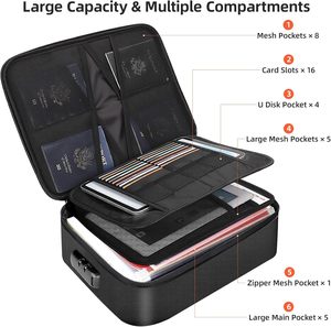 Bolsa Organizadora de Documentos Portátil Multicapa, Impermeable, Ignífuga, con Cierre para Guardar Documentos Importantes como Pasaportes y Certificados - Product Image 6