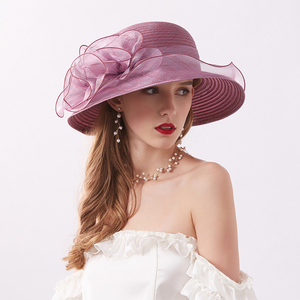 Chapeau d'été pour <span class=keywords><strong>femme</strong></span>, élégant, en organza, à large bord, idéal pour mariage, cérémonie, ou thé en compagnie - Product Image 2