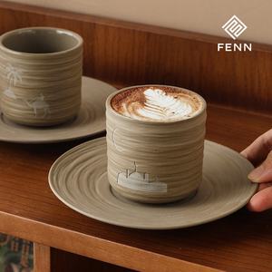 <span class=keywords><strong>Tazza</strong></span> da Caffè Espresso e Cappuccino FENN Personalizzata <span class=keywords><strong>con</strong></span> Logo Inciso da 150ml in Ceramica, <span class=keywords><strong>Tazza</strong></span> da Tè in Argilla Grezza <span class=keywords><strong>con</strong></span> Vassoio per Regalo - Product Image 4