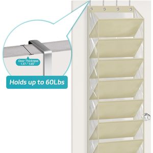 Organisateur de chaussures à suspendre sur la porte à 10 niveaux, poches profondes, pour porte de placard, capacité de 20 paires, beige - Product Image 6