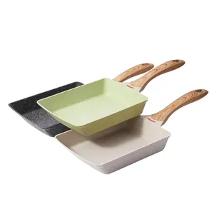 JEETEE Die Cast Aluminum Alloy Rolled Tamagoyaki Rectangle Pans Omelette Non Stick Marble Coating Cooking Frying Pan