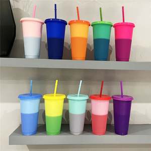 Gobelet à boisson en plastique sans BPA, étanche, avec paille, prêt à être expédié, vente en gros en petites quantités, pour boire directement, utilisation en fête - Product Image 1