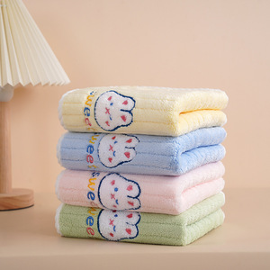 Serviette de visage pour enfants, lapin brodé, 75x35cm, séchage rapide, douce et absorbante, pour usage domestique - Product Image 4