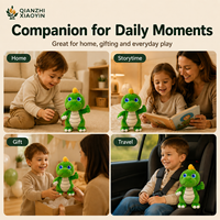 Peluche Dinosaure Vert IA à Picots Jaunes, Clonage Vocal ChatGPT 69 Langues, Mémoire Longue Durée, Compagnon Émotionnel pour Enfants 2.4G