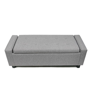 Cambiador de zapatos para <span class=keywords><strong>dormitorio</strong></span>, taburete <span class=keywords><strong>con</strong></span> almacenamiento, extremo de cama, Banco de Tela Gris - Product Image 4
