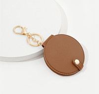 Miroir portable en cuir PU, pliable, petit miroir cosmétique