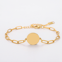 Bracelet rond en acier inoxydable gravable personnalisé Ywyougang, chaîne à maillons trombone avec breloque pour femme, idéal pour le quotidien et les cadeaux