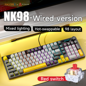 لوحة مفاتيح ألعاب سلكية Ajazz NK98 بإضاءة قوس قزح، لوحة مفاتيح كمبيوتر للألعاب بنسبة 98٪، مفتاح أزرق، لوحة مفاتيح ميكانيكية كاملة الحجم - Product Image 6