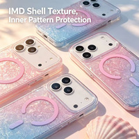 Coque de téléphone magnétique IMD en acrylique transparent à motif coquillage fantaisie pour iPhone 18 Pro 17 Pro, couleur dégradée, antichute