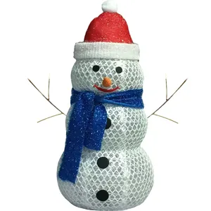 24" USB Eight-function Timing Remote Control 33 LED Lights Sprinkled With Powdered Diamond Mesh + Fine Mesh Snowman