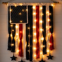 Bannière LED en tissu avec drapeau américain 4x2,3 pieds pour le 4 juillet et le Memorial Day, étanche IP44, pour intérieur/extérieur, alimentée par USB, lumières décoratives
