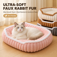 Coussin carré en peluche douce pour animaux de compagnie, lavable, chaud, en coton PP, pour chat et chien, avec fond antidérapant, vente en gros
