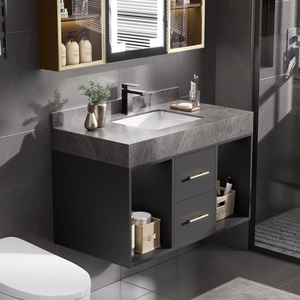 <span class=keywords><strong>Meuble</strong></span> de salle de bain mural moderne européen en bois avec lavabo - Product Image 4