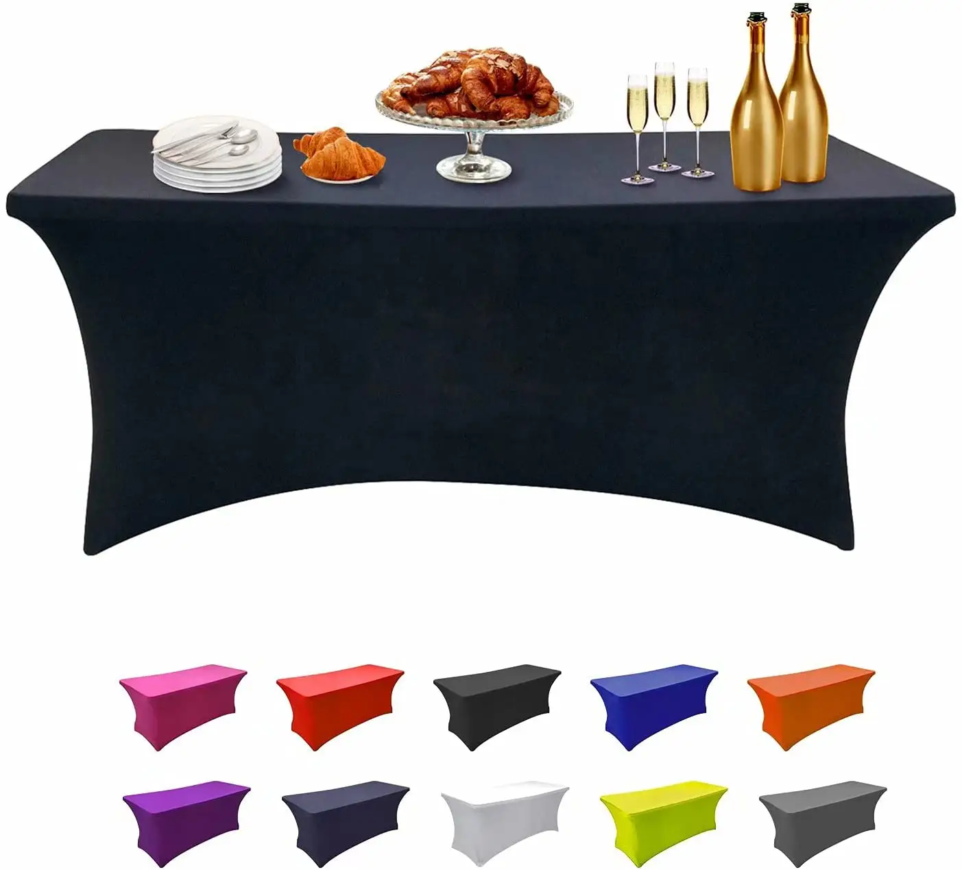 custom trade show sublimation printed logo polyester waterproof fitted stretch spandex table cover table cloths